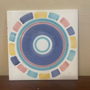 RARE! Caleca Italian Pottery Color Block trivet tile